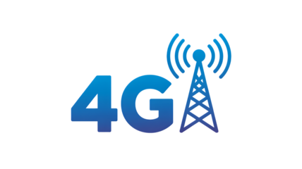 4g lte mobile network tower signal symbol for wireless communication technology isolated on transparent background