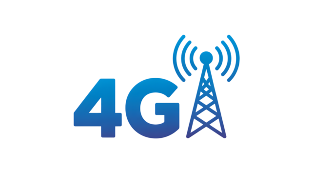 4g lte mobile network tower signal symbol for wireless communication technology isolated on transparent background