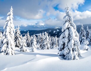 Snowy winter mountain landscape