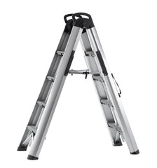 Metal stepladder on white background