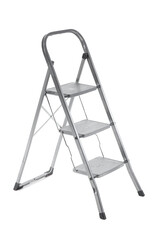 Metal stepladder on white background