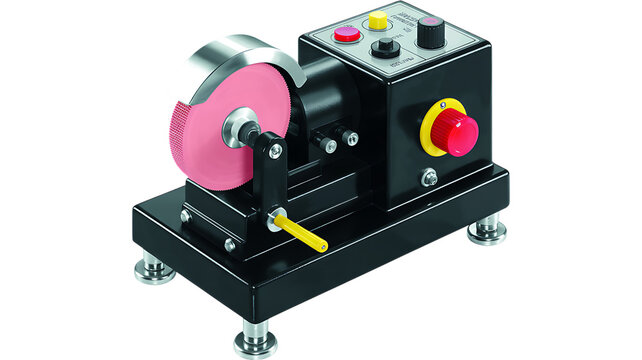 Compact benchtop grinder sharpening tool for precision metalworking and tool maintenance isolated on transparent background