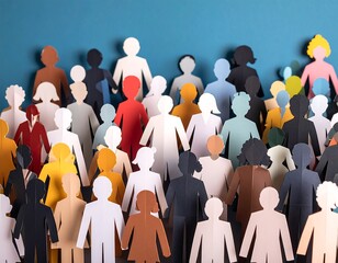 Paper people crowd, diverse silhouettes