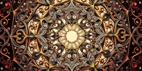 Intricate, swirling, decorative lines forming a geometric pattern,  repeat,  art