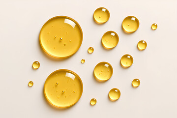 Fototapeta premium Golden Oil Droplets on Light Background