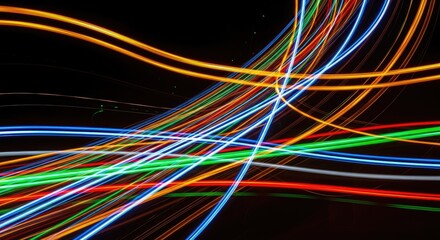 Colorful Flowing Light Lines Abstract Background for Technology and Data Concepts