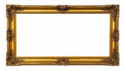 Ornate, gilded, rectangular frame with detailed carvings and a bright, white void