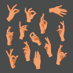 Collection of Hand Gestures in Various Poses and Expressions.