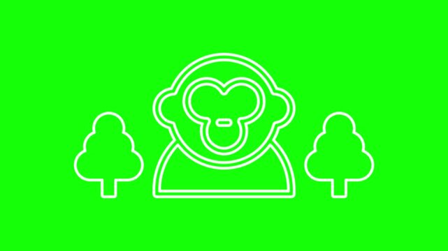 A monkey icon is displayed on a green screen.