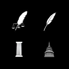 Law icons set on dark background