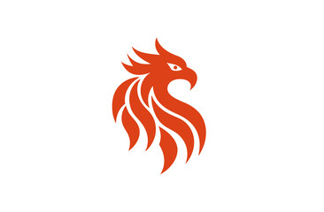 Vibrant Orange Stylized Bird Head Vector Graphic Design. Abstract Majestic Eagle or Phoenix Logo Icon Concept Symbol.