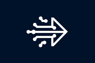 Digital data transfer arrow icon. Abstract technology network connection symbol for speed, progress, and innovation concept.
