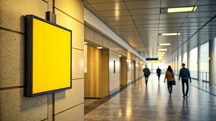 Empty hospital corridor with biohazard waste bin and yellow safety doors

