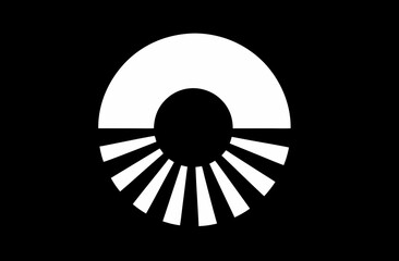 Abstract geometric symbol with semicircular top and radiating segments, black and white minimalist graphic design element, modern icon