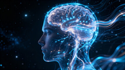 Human brain neural network digital illustration