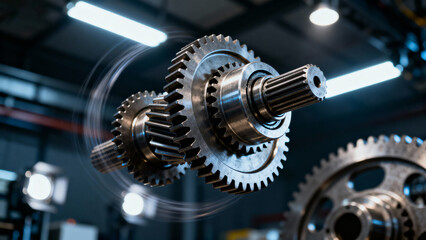 Gears in motion in a factory