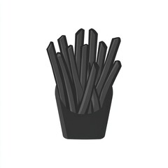 Black french fries in paper container