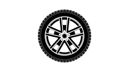 Abstract circular geometric pattern dark metallic ring with inner structure detail isolated on transparent background