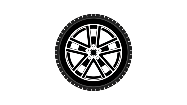 Abstract circular geometric pattern dark metallic ring with inner structure detail isolated on transparent background