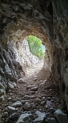 Cave tunnel, light at the end