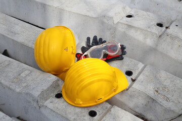 yellow helmet on a work site
