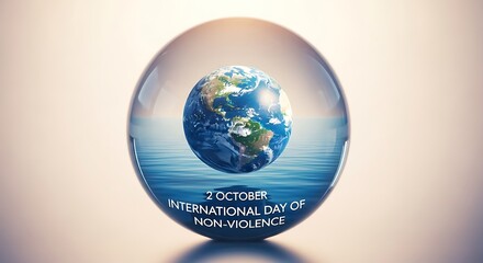 International day of nonviolence with earth inside crystal ball