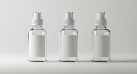 Three clear plastic spray bottles