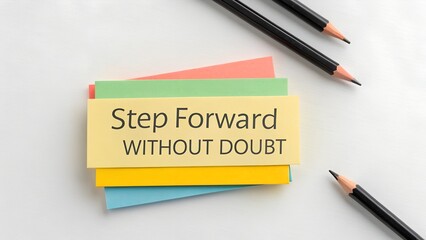 Stacked Notes with Step Forward Message and Pencils