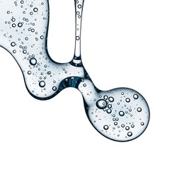 Abstract Liquid with Bubbles on White Background.