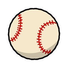 ポップでかわいく描かれた野球ボールのイラスト素材｜スポーツ,ベースボール,シンプルで明るいデザイン