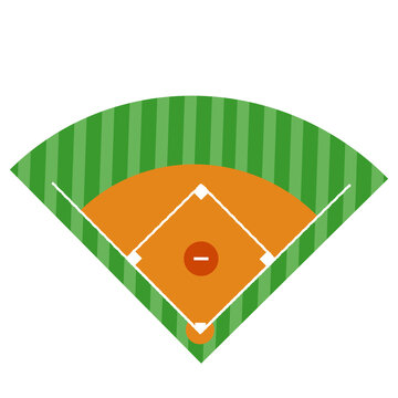 ポップで明るく描かれた野球フィールドのイラスト素材｜野球場,球場,ダイヤモンド,スポーツ,芝生,チーム,試合