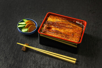 うなぎ　Eel and rice in a lacquered box