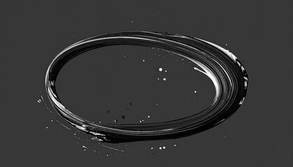 Black and white abstract image of an oval shape created by brush strokes