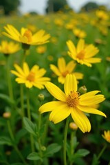 Obraz premium Close-up, intense yellow wildflowers, Texas texture, golden, blossom