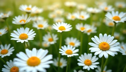 Close-up view of dense daisy field, repeating pattern , image, background, element