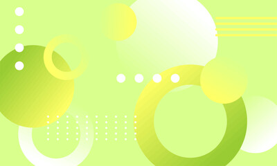 Abstract green and yellow geometric background with gradient circles