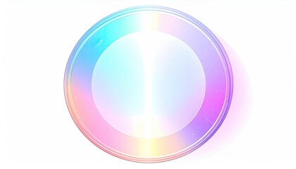 Obraz premium Iridescent orb with concentric circles on a white background, with a subtle shadow