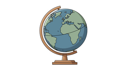 A stylized globe illustration depicting continents and oceans for educational resources and travel-themed designs, suitable for geography lessons and global awareness campaigns