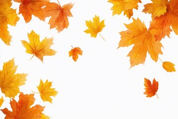 Autumn leaves plant maple on isolated white background.