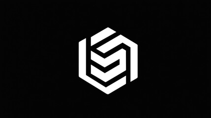 Abstract geometric logo design with bold lines and modern style on black background