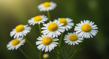 Fototapeta premium Charming chamomile blossoms showcasing delicate white petals and vibrant yellow centers in nature