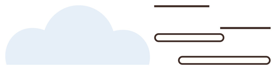 Soft blue cloud alongside linear network elements symbolizing connectivity, storage, and digital interaction. Ideal for technology, data storage, cloud computing, internet communications, networking