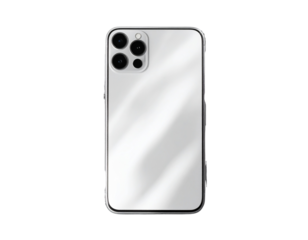 White Smartphone with Earbuds and Shadows Isolated on Transparent Background PNG