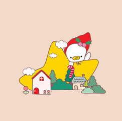 santa claus set, christmas greeting card, Set of Christmas element, Christmas duck, 2026, happy Christmas, cute duck