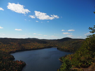 Scenic view of autumn forest and lake, Sept-Chutes Regional Park