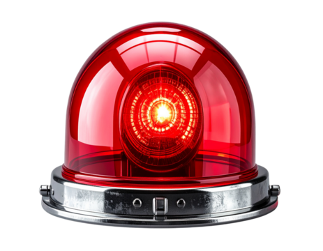 Tilted Emergency Siren Light with Reflections, Angled Side View, isolated on transparent background PNG
