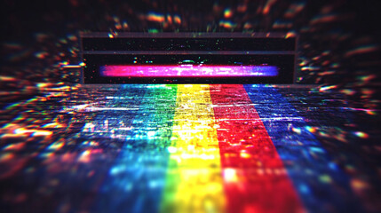 Retro VHS glitch noise background with TV interference static and signal distortion symbolizing nostalgia error disruption analog video rewind and vintage aesthetics.