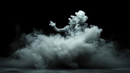 Ethereal figure emerging from misty depths a captivating cloudscape concept evoking mystery