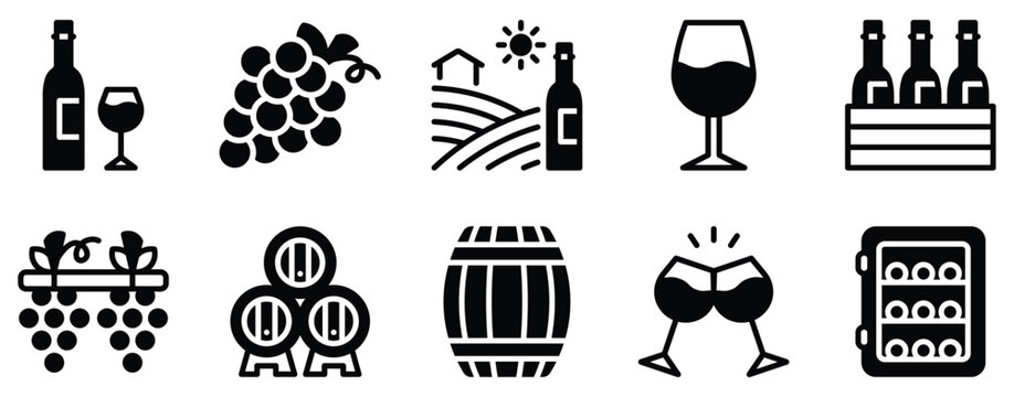 Winery icon solid mix style vector glyph for vineyards tasting and cellars minimal pictogram for travel apps labels and culinary branding