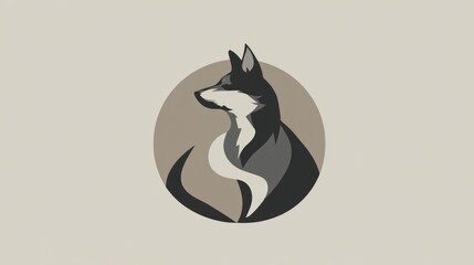 Stylized wolf logo design against neutral backdrop versatile for branding